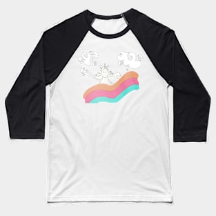 Rainbow Flying Carpet with Unicorn Baseball T-Shirt